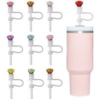 Diamond Shape Silicone Straw Cover For Water Glass Bottle Drinking Dust Cap Dust-proof Straw Tips Cover Cup Accessories For 10mm