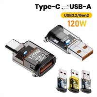 120W Type C Female to USB 3.2 Male Adapter Fast Charging Transparent USB 3.2/Gen 2 For iPhone Huawei Realme OPPO Tablet Computer