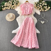 Two Pieces Women Dress Sets Print Matching Set Button Butterfly Sleeve Shirt Elastic Empire Waist Skirt Loose Casual 2026 Spring