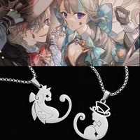 2pcs/set Game Impact Lynette Lyney Magician Cats Theme Cosplay Titanium Steel Necklace Cosplay Accessories Christmas Gifts