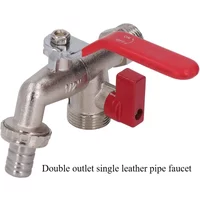 2-in-1 Double Outlet Faucet Outdoor Garden Faucet Anti-freeze Double Mouth Brass Blue Faucet Garden Hose Connector Tool