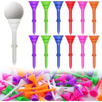 30/50 Pcs Golf Tees Set with Plastic Unbreakable Cup Low Friction Resistance Multiple Colors 3 1/4 Inch 83mm Ball Holder Set