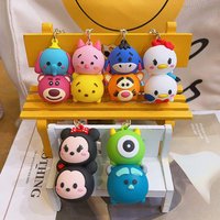 1pc New Disney Cartoon Stackable Keychain – Cute Mickey & Lotso Bag Charm/Car Keyring – Great Gift Idea
