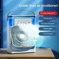 D9 Spray Cooling Air Conditioning Mini Student Dormitory Summer Charging Mute Small Desktop Fan Table Humidifier Fan with Lights