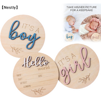 Gender Reveal Sign For Baby Birth: 3Pcs It's A Boy Girl Hello World Announcement Sign For Hospital Wooden Newborn Welcome〔Nest〕