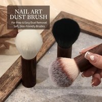 Salon Dedicated Nail Cleaning Brush Short Handle Fluffy Soft Bristles Mushroom Shape Easy Dust Cleaning After Nail Buffing