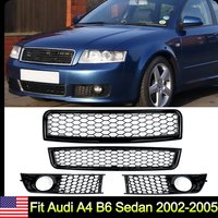 Honeycomb For Audi A4 B6 Sedan 2002-2005 Front Upper Lower Grille Fog Lamp Grill