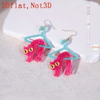 Cross Border New Cartoon Pink Glitter Earrings 2D Flat Acrylic Creative Cute Personalized Trendy Hanger Earrings