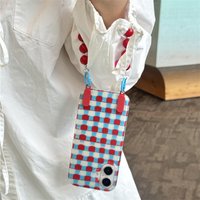 PC phone case | niche red and blue plaid | wrist chain | best friend gift | suitable for iPhone 11 12 13 14 15 16 Pro Max