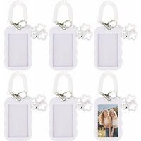Acrylic Photocard Holder Keychain Cute Photo Card Holders Star Waves White ID Badge Holder Bus Credit ID Bank Card Holders