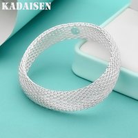 Fashion 925 Sterling Silver Bangle Jewelry Factory Direct High Quality Elegant Retro For Women Lady Big Mesh 6CM Round Bracelet