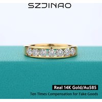 14K Gold Sparkling Moissanite Diamond Ring 3MM 0.1CT*7 Fashionable Luxury Ring for Women Anniversary Wedding Christmas Gifts