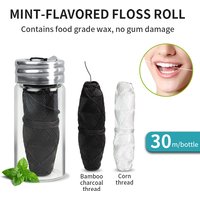 30 Meters Mint Dental Floss Roll in Glass Bottles Portable Flosser 30M Bamboo Charcoal Corn Thread Oral Hygiene Clean Tools