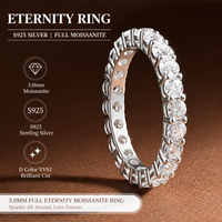 S925 Sterling Silver Ring With GRA Certificate 3.0mm Full Moissanite Band D VVS Sparkling Anniversary Wedding Gift For Man Women