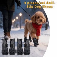 4PCS/SET Fashion Adjustable Waterproof Dog Boots High-top Wear-Resistant Anti-Slip Dog Shoes Breathable Pet Rain Boots Hiking