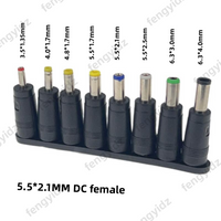 8-in-1 DC power jack female plug adapter Connectors 5.5*2.1mm to 3.5 4.0 4.8 5.5 5.2 6.3 6.0 Male Tips adaptor