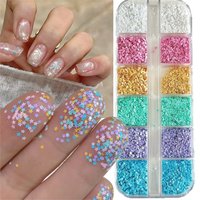 12grid 3D Macaron Mini Star Heart Nail Sequins Colorful Candy Color Mini Love Heart Nail Flakes Cute Star Heart Nail Charrms E4%