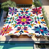 1 Piece Vibrant Southwest Floral Pattern Outdoor Awning-Traditional Mexican Tile Inspired UV Resistant Easy to Install and St