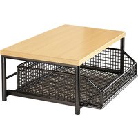 Double Layer Kitchen Microwave Stand with Wooden Countertop, Sliding Drawer Organizer, Pantry Storage Shelf & Kitchen Island