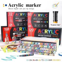 12/168/288 Colors Acrylic Paint Pen Marker Set Brush Tip Paint Marker for Rock Painting Wood Canvas Stone Christmas DIY Craft