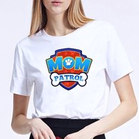 Mom Patrol T-Shirt Family Birthday Gift Mothers Day Harajuku Daily Casual Streetwear Ladies Top Women Crew Neck Short Sleeve Tee