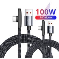 100W PD Max Power Fast Charging USB TypeC Charging Cord 90 Degree Right Angle Aluminum Alloy Casing Reliable Anti Break Braided