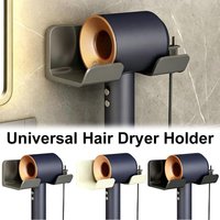Universal Hair Dryer Holder Wall Mounted PunchFree Bathroom Organizer Shelf For Dyson Hairbrush Straightener Rack with Plug