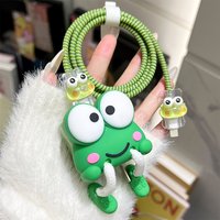 3D Big Eyed Frog Charger Data Cable Case Protector Winder Kit For iPhone 18W 20W Charger Adapter Cute Cartoon Charger Head Cover