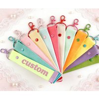 Customized LOGO Macaron Color Ribbon Keychain Luggage INS Style Webbing Pendant Personalized Print Name Cloth Weave Strip