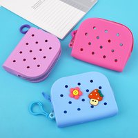 Soft Silicone Holes Coin Purse Mini Bags Waterproof Cute Zipper Card Holder Fashion Kid Girls Money Bag Solid Color Jelly Bag