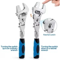 AIRAJ 10 Inch Adjustable Torque Wrench 180 Degree Folding Ratchet Wrench Household Maintenance Pulley Wrench 5 In 1 Spanner