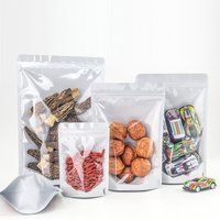 100pcs White Stand-up Pouch with 1-side-transparent Self-sealing Packaging Bags for Flour Food Grains Peanut Nuts image 4