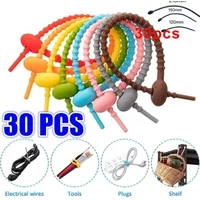 Silicone Reusable Cable Wire Organizer Winder Storage Holder Bag Ties Cord Bag Clip Food Saver Earphone Line Tidy Clips