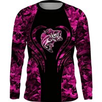 Camouflage Fishing Shirt Crewneck Long Sleeve T Shirt Breathable Quick Dry UV Protective Long Sleeve 3D Printed Fishing Tee
