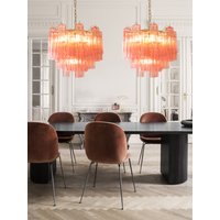 Pink White Glass Tube French Design LED Chandelier Lighting Hanging Lamps Lustre Suspension Luminaire Lampen For Dinning Room