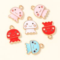 10Pcs 15*12mm Cute Enamel Ocean Beach Jekllyfish Charms for Earrings Bracelet Necklace Pendant DIY Jewelry Making Findings