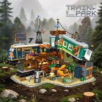 Jiestar 59167 Train Park with light building blocks Moc modular home decoration Creative Modle kit toys Gift Set Puzzle 2349pcs