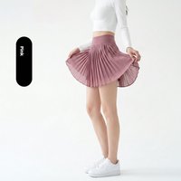 Chiffon Pleated Tennis Skirt for Women Summer High Waist Slimming Sport Skirt with Built-in Shorts Anti-Exposure Yoga Skort
