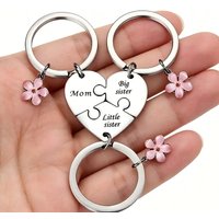 Mother Daughter Keychain for 3 Mother Big Sister Little Sister Keychain for 3 Sweet Meaningful Gift for Mom for Mother's Day