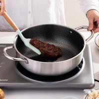 28/30cm Frying Pan Non Stick Pan Food Grade 316 Stainless Steel Honeycomb Pot Bottom Induction Cooker Gas Stove General Wok