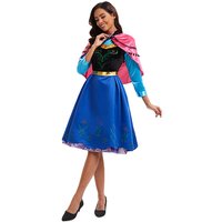Adults Women Princess Anna Cosplay Costume Dress for Halloween Luxury Cloak Outfit Set for Male Party Carnival Dress Up Wear