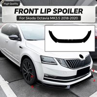 For Skoda Octavia MK3.5 2018-2020 Front Lip Spoiler Bumper Shovel Lower Lip Splitter Modification Car Body Kit Glossy Black