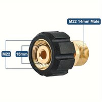 Efficient Brass Pressure Washer Hose Coupling - M22 Male14mm to Female15mm Screw Nipple 4500PSI