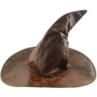 Vintage Halloween Witch Hat Props Black Brown Spire Wizard Hat Party Cosplay Masquerade Hat Festival Decoration