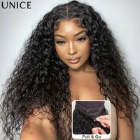UNice Water Wave Human Hair Wig With Invisi Drawstring & Baby Hair 7x5 Lace Pre Cut Pre Bleached Glueless Wig Ready To Wear
