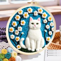 CHENISTORY DIY Needle Felting Kit with Tools Wool Felt Painting Flower Embroidery Craft Set Handmade Creative Gift