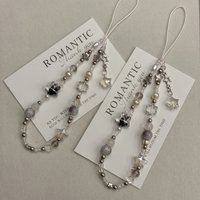 Ins Fashion Silver Star Pearl Beaded Beaded Pendant Strap Charm For iPhone Universal Accessories for Samsung Chain Lanyard Gift