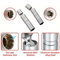 Spark plug socket wrench adapter 14mm 16mm universal joint with magnetic flexible thin-walled 3/8 "drive car maintenance tool