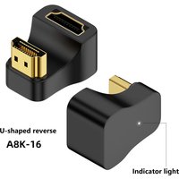 HDMI-compatible Adapter Splitter Male To Female to HDMI-compatible Male Converter Adapter 180 Degree Converter Extender 8K/60Hz