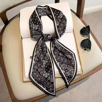 Design Print Skinny Scarf Plaid Horse Hairband Scarves Women Narrow Silk Scarfs Bag Ribbons Luxury Brand Wrist Towel Foulard